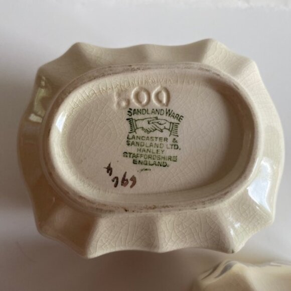 Vintage Sandland Ware Creamer and Sugar. Cream and Gold - Picture 12 of 13